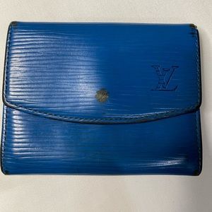 Authentic Louis Vuitton Blue Epi Porte Monnaie